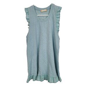 Altar’d State Womens BOHO Tank Top Size Small Blue Sleeveless Ruffle Trim Fairy